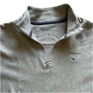 Vineyard Vines 1/4 Zip Gray Chambray Pullover Men's Size Small Pima Cotton
